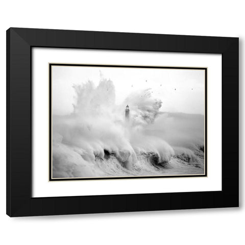 Birds in the Storm Black Modern Wood Framed Art Print with Double Matting by Cano, Marina