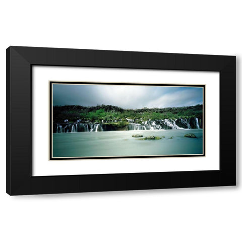 Hraunfossar-Island Black Modern Wood Framed Art Print with Double Matting by Seidel, Leo
