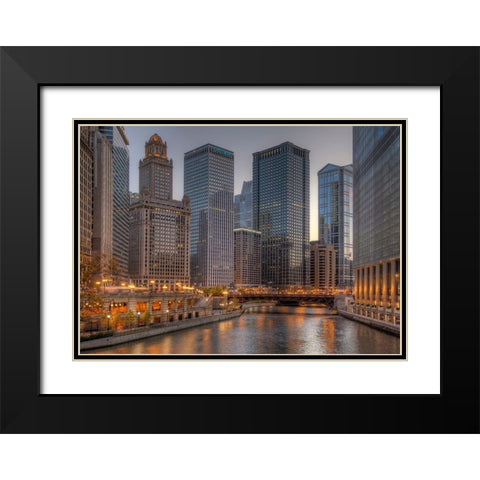 Peaceful Chicago Black Modern Wood Framed Art Print with Double Matting by Terrible, Aurelien
