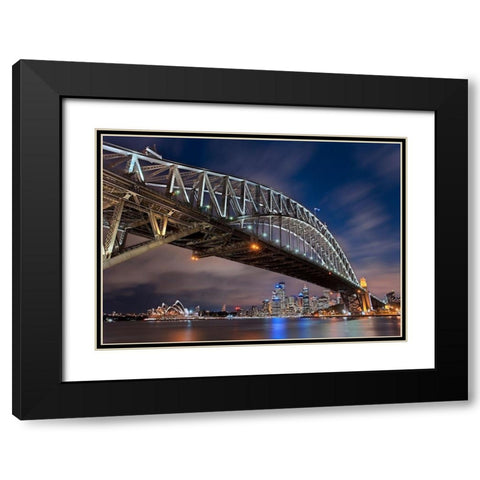 Sydney Harbour Bridge Black Modern Wood Framed Art Print with Double Matting by Ernemann, Lothar