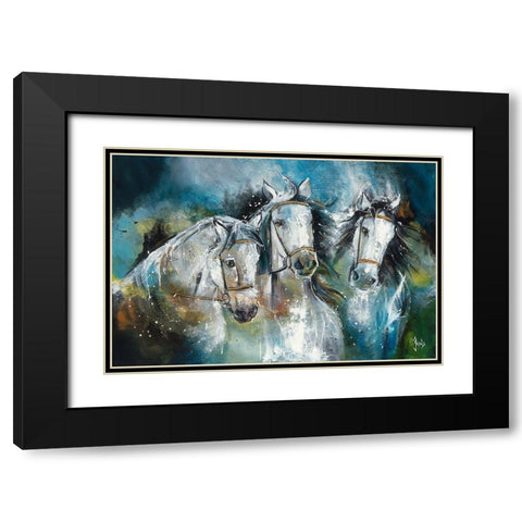 Trio Black Modern Wood Framed Art Print with Double Matting by Jadis
