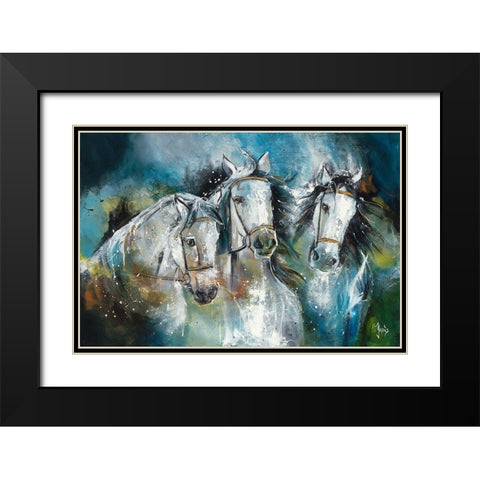 Trio Black Modern Wood Framed Art Print with Double Matting by Jadis