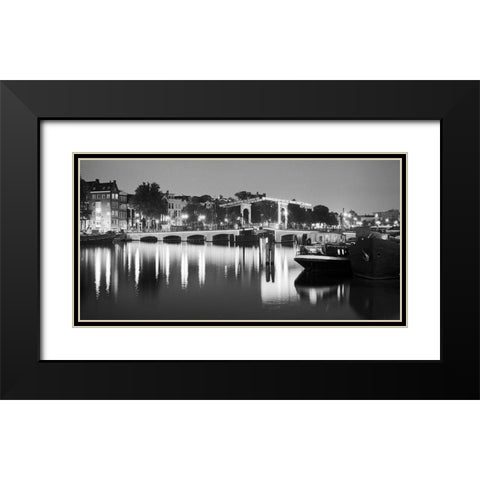 Amsterdam Magere Bridge Black Modern Wood Framed Art Print with Double Matting by Butcher, Dave