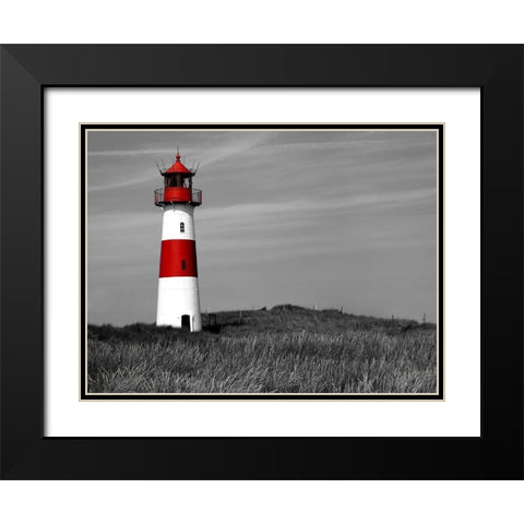 Leuchtturm Sylt Black Modern Wood Framed Art Print with Double Matting by Fischer, Rolf