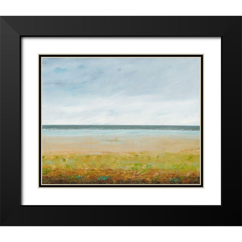 Lone Seagull Black Modern Wood Framed Art Print with Double Matting by Royer, Simon