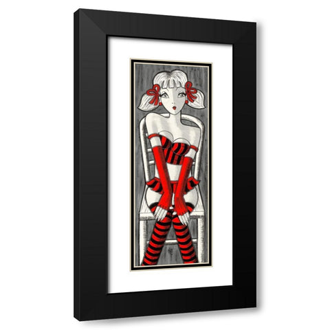 Blonde aux couettes Black Modern Wood Framed Art Print with Double Matting by MIROTA