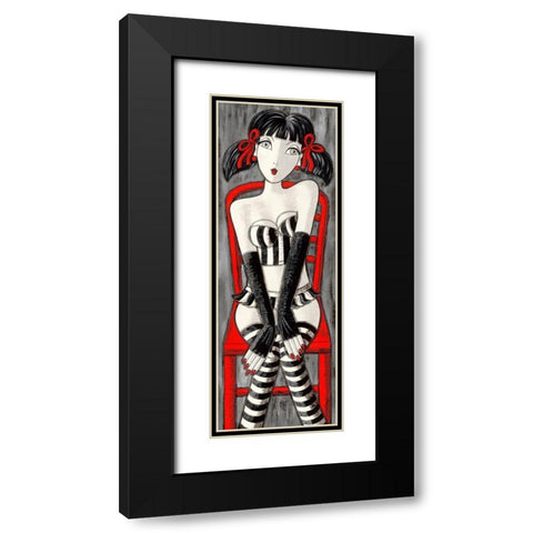Brune aux couettes Black Modern Wood Framed Art Print with Double Matting by MIROTA