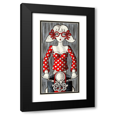 Petite Vespa Black Modern Wood Framed Art Print with Double Matting by MIROTA