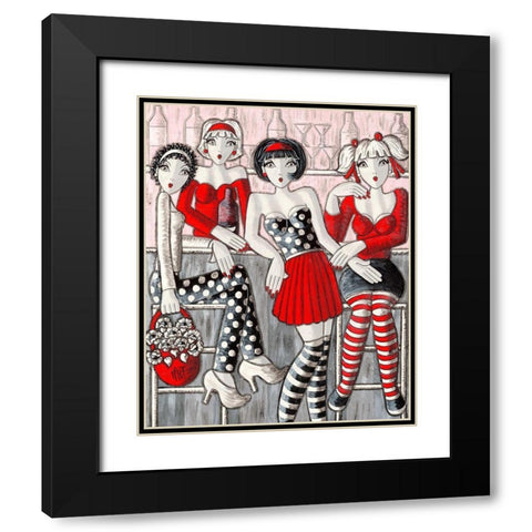 Les demoiselles Black Modern Wood Framed Art Print with Double Matting by MIROTA
