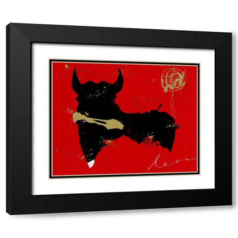 Tauro Nero Black Modern Wood Framed Art Print with Double Matting by Bosboom, Leon