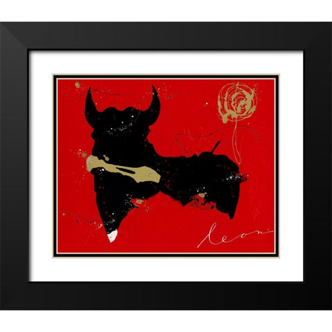 Tauro Nero Black Modern Wood Framed Art Print with Double Matting by Bosboom, Leon
