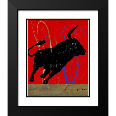 Fiesta del Toro Black Modern Wood Framed Art Print with Double Matting by Bosboom, Leon