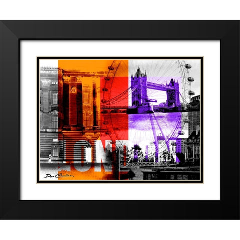 London Black Modern Wood Framed Art Print with Double Matting by Carlson, Don