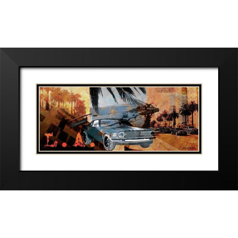 L.A. Black Modern Wood Framed Art Print with Double Matting by Carlson, Don