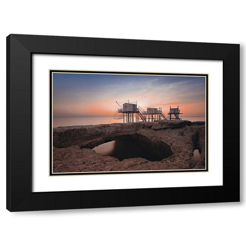 Trio lunaire Black Modern Wood Framed Art Print with Double Matting by Bertrande, Arnaud