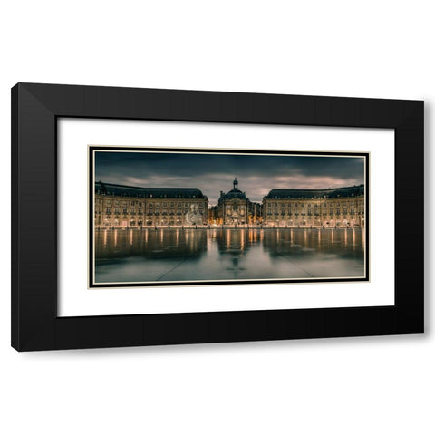 Place de la bourse Black Modern Wood Framed Art Print with Double Matting by Bertrande, Arnaud