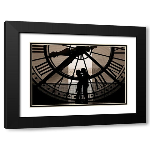 Lovers of St-Valentin Black Modern Wood Framed Art Print with Double Matting by Bertrande, Arnaud