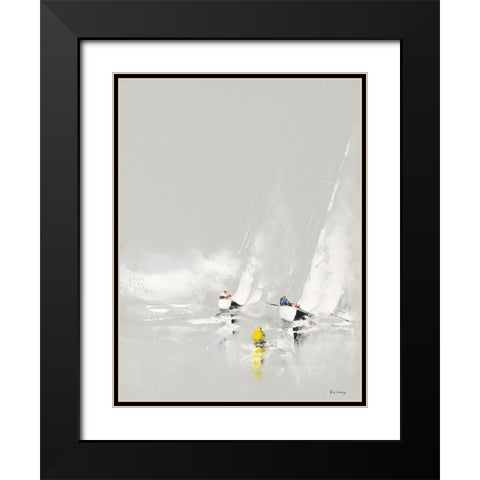 Bleu et blanc Black Modern Wood Framed Art Print with Double Matting by de Courcy, Gerard