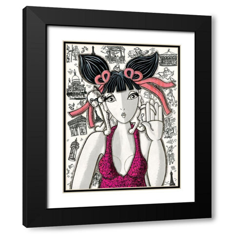Rose a Paris Black Modern Wood Framed Art Print with Double Matting by MIROTA