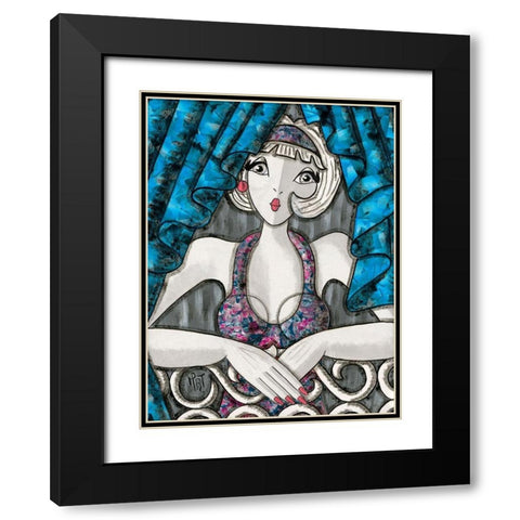 Rideaux bleus Black Modern Wood Framed Art Print with Double Matting by MIROTA
