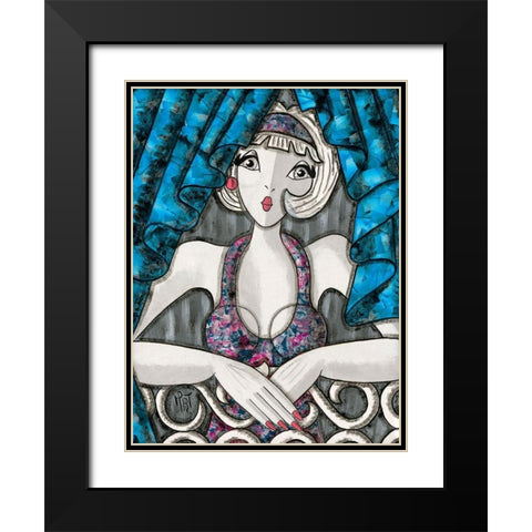 Rideaux bleus Black Modern Wood Framed Art Print with Double Matting by MIROTA