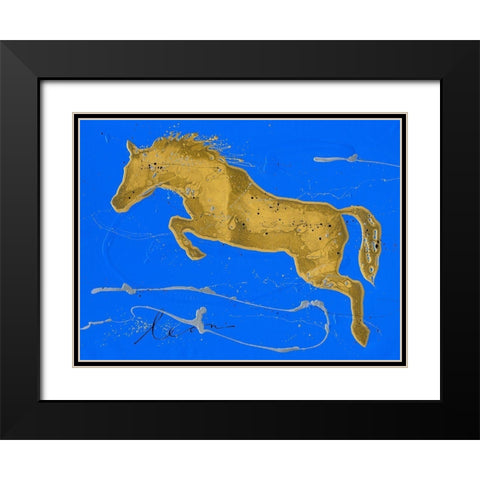 Caballo Orode Salto Black Modern Wood Framed Art Print with Double Matting by Bosboom, Leon