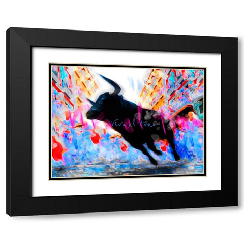 Viva el Toro Black Modern Wood Framed Art Print with Double Matting by Bosboom, Leon