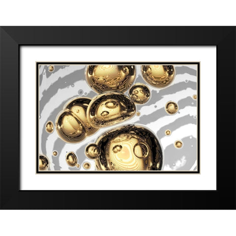 Golden Bubble Black Modern Wood Framed Art Print with Double Matting by Steger, Uwe