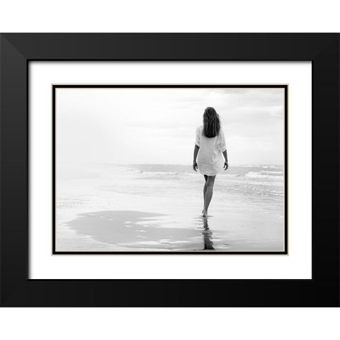 Walking on a White Beach Black Modern Wood Framed Art Print with Double Matting by Milillo, Marco