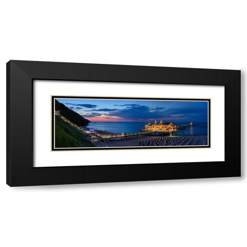 Seebrucke Sellin Black Modern Wood Framed Art Print with Double Matting by Fischer, Rolf