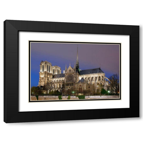 Notre Dame Black Modern Wood Framed Art Print with Double Matting by Fischer, Rolf