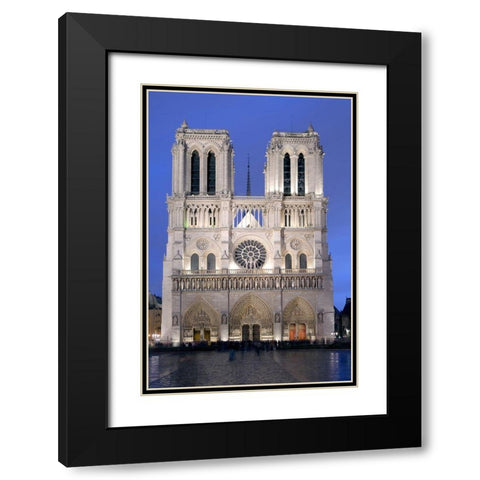 Notre Dame Black Modern Wood Framed Art Print with Double Matting by Fischer, Rolf