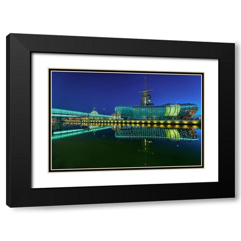 Bremerhaven Black Modern Wood Framed Art Print with Double Matting by Fischer, Rolf
