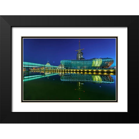 Bremerhaven Black Modern Wood Framed Art Print with Double Matting by Fischer, Rolf