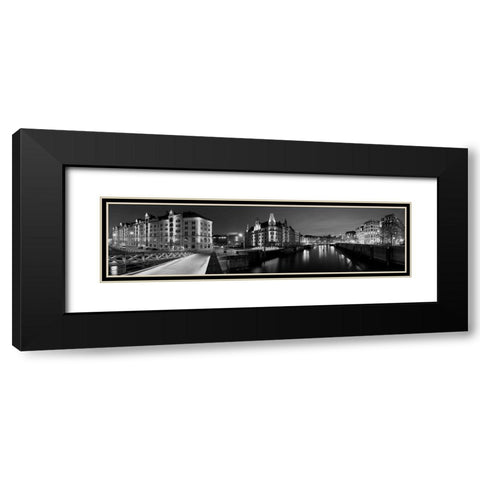 Speicherstadt Panorama Black Modern Wood Framed Art Print with Double Matting by Fischer, Rolf