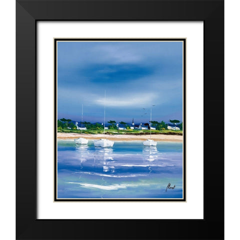 Village breton Black Modern Wood Framed Art Print with Double Matting by Flanet, Frederic