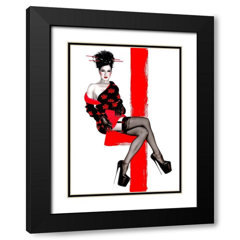 Redflower Black Modern Wood Framed Art Print with Double Matting by Horwath, Sara