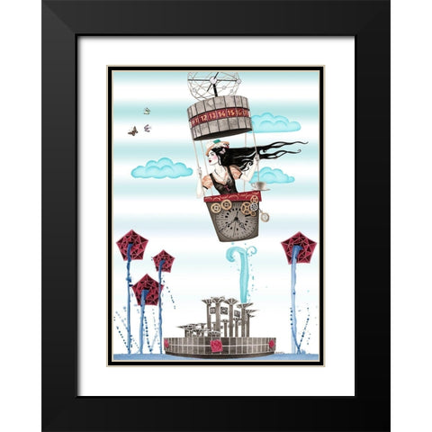 Weltzeituhr Black Modern Wood Framed Art Print with Double Matting by Horwath, Sara