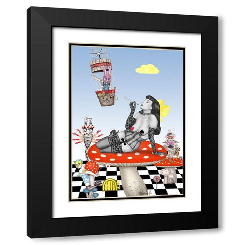 Alice Wonderland Black Modern Wood Framed Art Print with Double Matting by Horwath, Sara