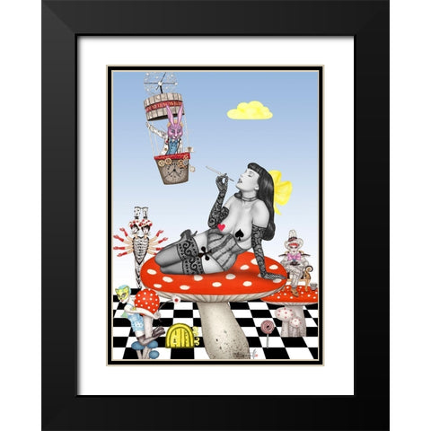 Alice Wonderland Black Modern Wood Framed Art Print with Double Matting by Horwath, Sara
