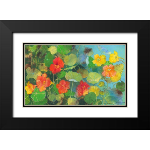 Nasturtium 2 Black Modern Wood Framed Art Print with Double Matting by Botman, Loes