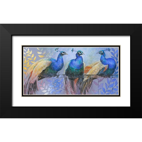 Three Peacocks Black Modern Wood Framed Art Print with Double Matting by Botman, Loes