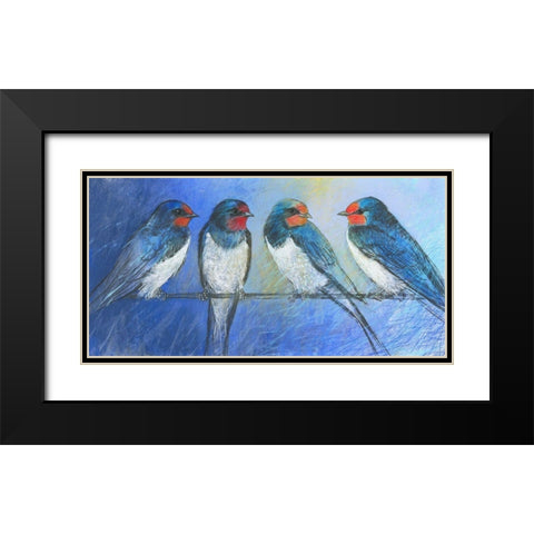 Swallows Black Modern Wood Framed Art Print with Double Matting by Botman, Loes