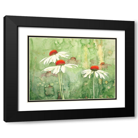 Echinacea one Black Modern Wood Framed Art Print with Double Matting by Clema