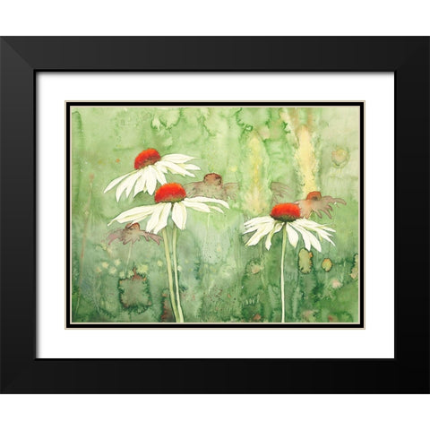 Echinacea one Black Modern Wood Framed Art Print with Double Matting by Clema