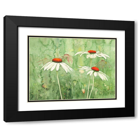 Echinacea two Black Modern Wood Framed Art Print with Double Matting by Clema