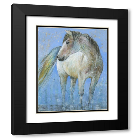 Horse Black Modern Wood Framed Art Print with Double Matting by Botman, Loes