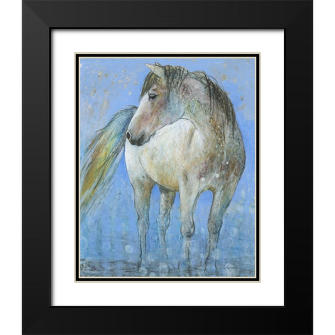 Horse Black Modern Wood Framed Art Print with Double Matting by Botman, Loes