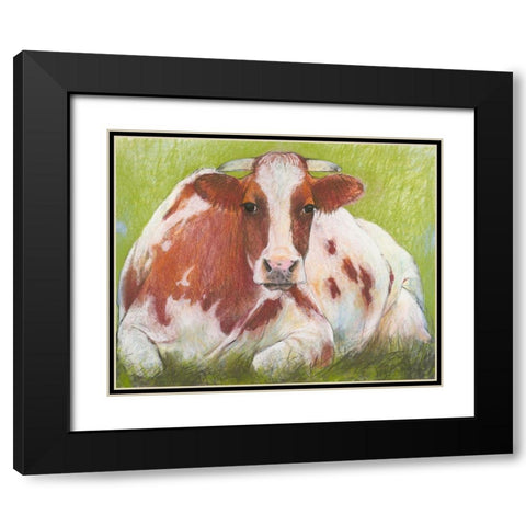 Cow Black Modern Wood Framed Art Print with Double Matting by Botman, Loes