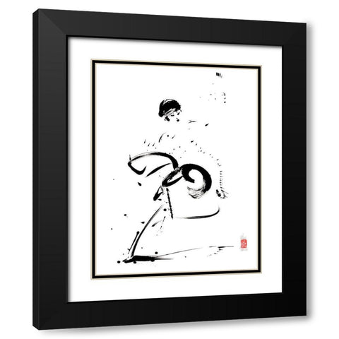 Fleur de tendresse Black Modern Wood Framed Art Print with Double Matting by Hanniet, Marc
